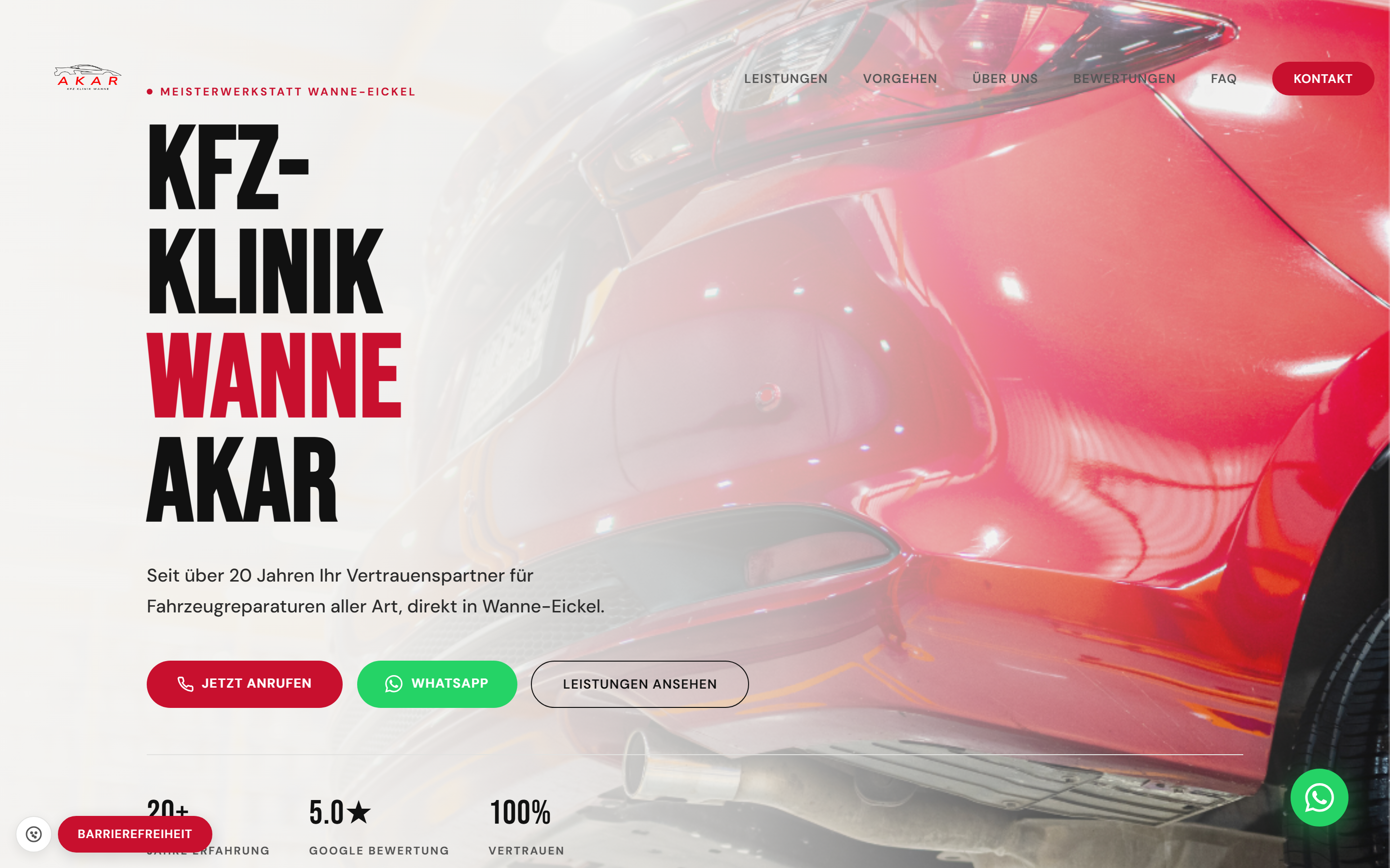 Website von Kfz-Klinik Wanne, Kfz-Werkstatt