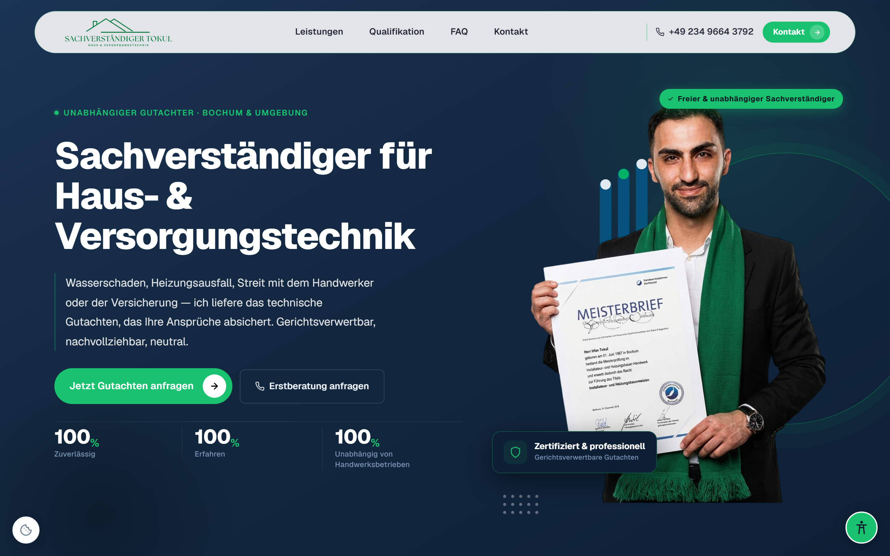 Website von Sachverständiger Tokul, Zertifizierter Sachverständiger